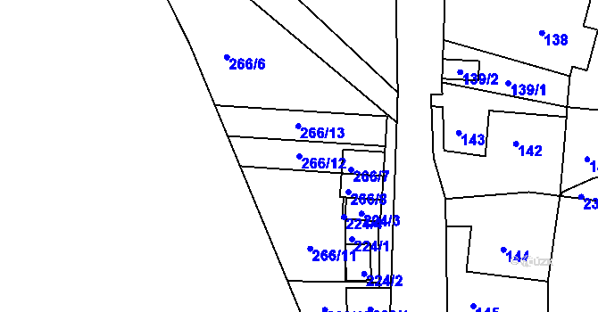 Parcela st. 266/12 v KÚ Počítky, Katastrální mapa