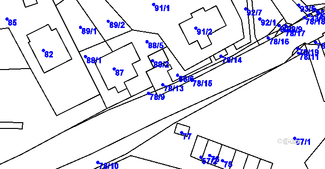 Parcela st. 78/13 v KÚ Počítky, Katastrální mapa