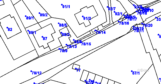 Parcela st. 78/15 v KÚ Počítky, Katastrální mapa