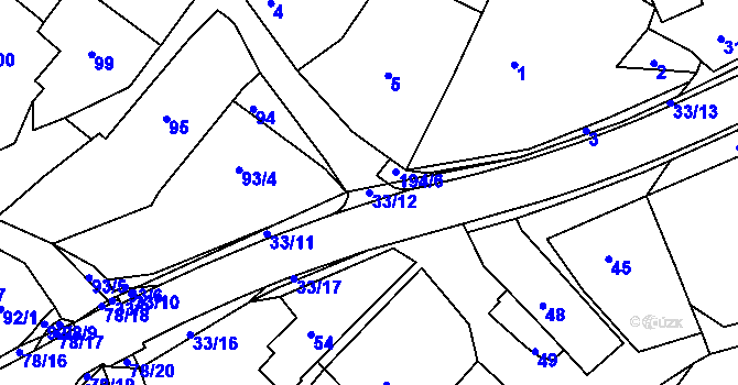 Parcela st. 33/12 v KÚ Počítky, Katastrální mapa