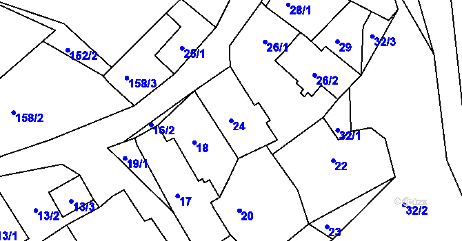 Parcela st. 24 v KÚ Vysoké, Katastrální mapa