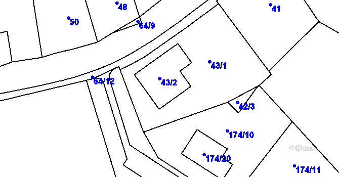 Parcela st. 43/2 v KÚ Vysoké, Katastrální mapa