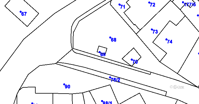 Parcela st. 69 v KÚ Vysoké, Katastrální mapa