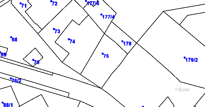 Parcela st. 75 v KÚ Vysoké, Katastrální mapa