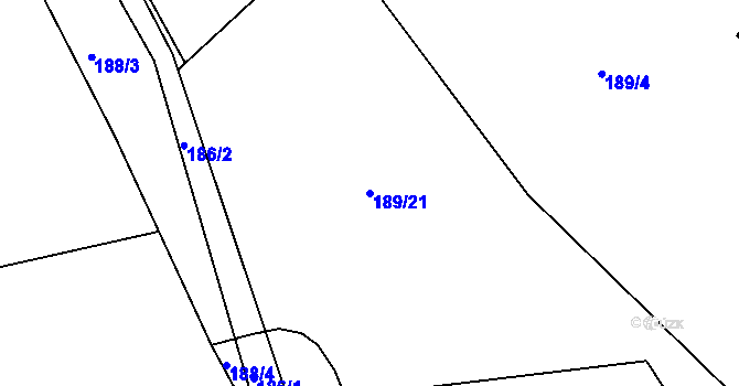 Parcela st. 189/21 v KÚ Vysoké, Katastrální mapa