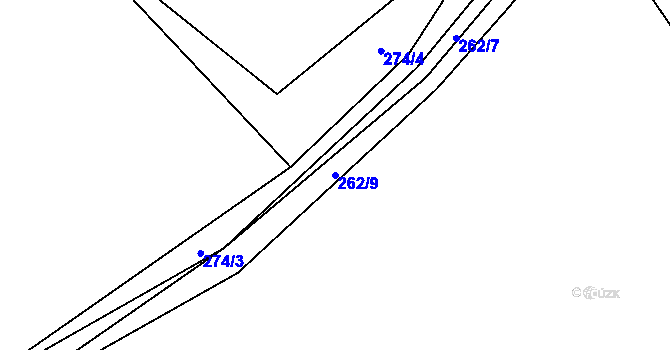 Parcela st. 262/9 v KÚ Vysoké, Katastrální mapa