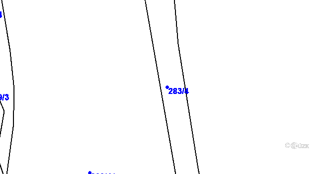 Parcela st. 283/4 v KÚ Vysoké, Katastrální mapa