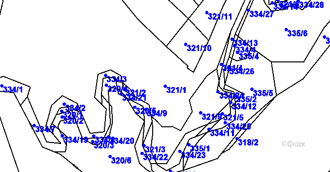 Parcela st. 321/1 v KÚ Vysoké, Katastrální mapa