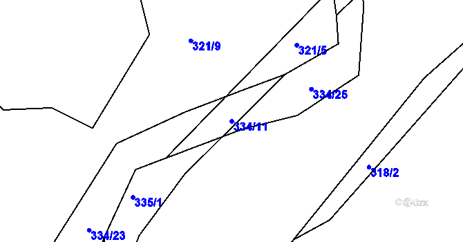 Parcela st. 334/11 v KÚ Vysoké, Katastrální mapa