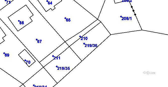 Parcela st. 219/36 v KÚ Vysoké, Katastrální mapa