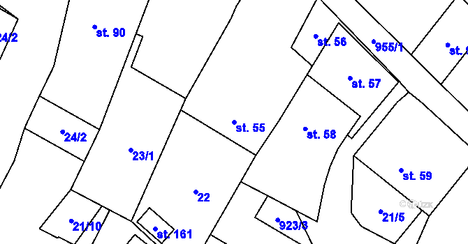 Parcela st. 55 v KÚ Podbořanský Rohozec, Katastrální mapa