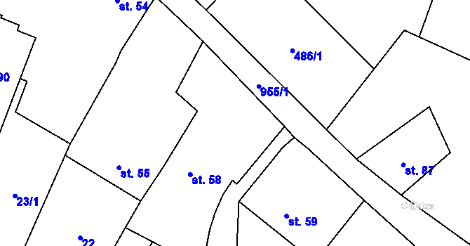 Parcela st. 57 v KÚ Podbořanský Rohozec, Katastrální mapa