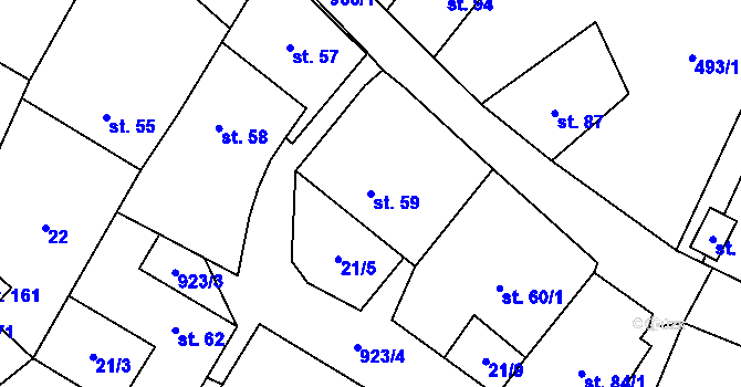 Parcela st. 59 v KÚ Podbořanský Rohozec, Katastrální mapa