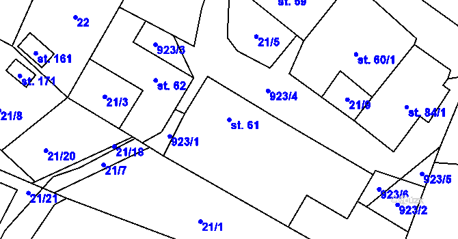 Parcela st. 61 v KÚ Podbořanský Rohozec, Katastrální mapa