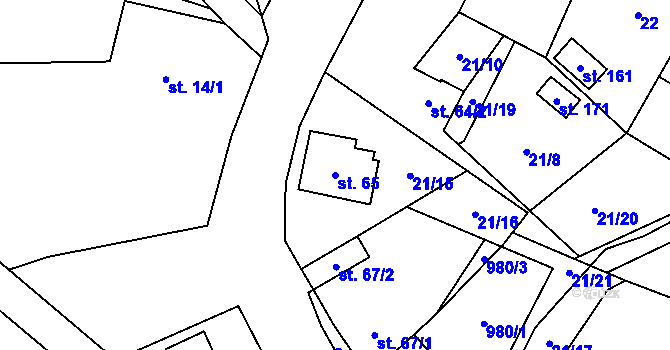 Parcela st. 65 v KÚ Podbořanský Rohozec, Katastrální mapa