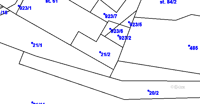 Parcela st. 21/2 v KÚ Podbořanský Rohozec, Katastrální mapa