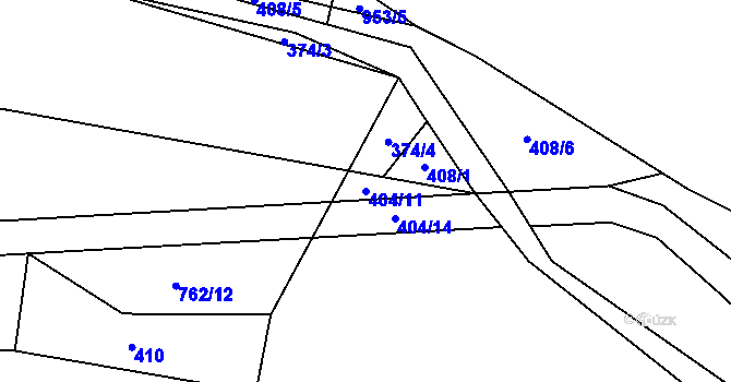 Parcela st. 404/11 v KÚ Podbořanský Rohozec, Katastrální mapa