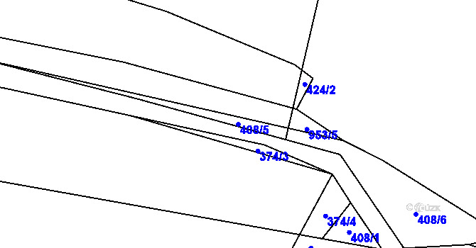 Parcela st. 408/5 v KÚ Podbořanský Rohozec, Katastrální mapa