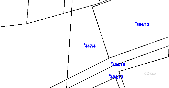 Parcela st. 447/4 v KÚ Podbořanský Rohozec, Katastrální mapa