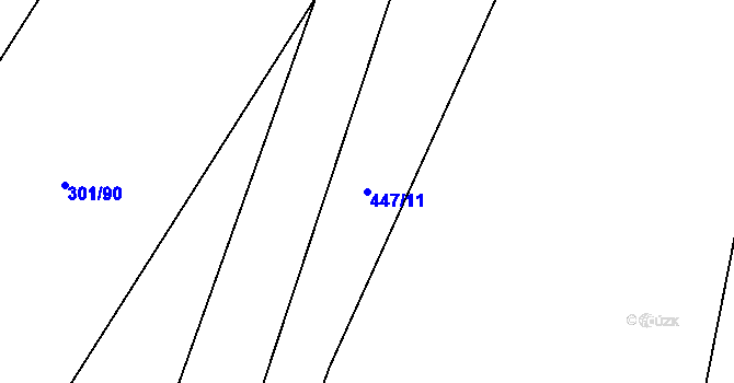 Parcela st. 447/11 v KÚ Podbořanský Rohozec, Katastrální mapa