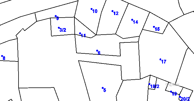 Parcela st. 6 v KÚ Podbořany, Katastrální mapa