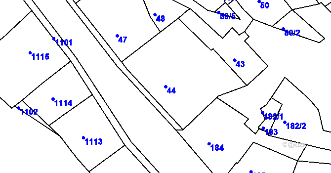 Parcela st. 44 v KÚ Podbořany, Katastrální mapa