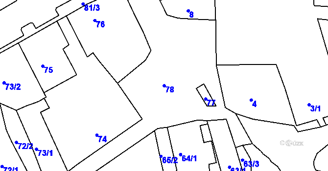 Parcela st. 78 v KÚ Podbořany, Katastrální mapa