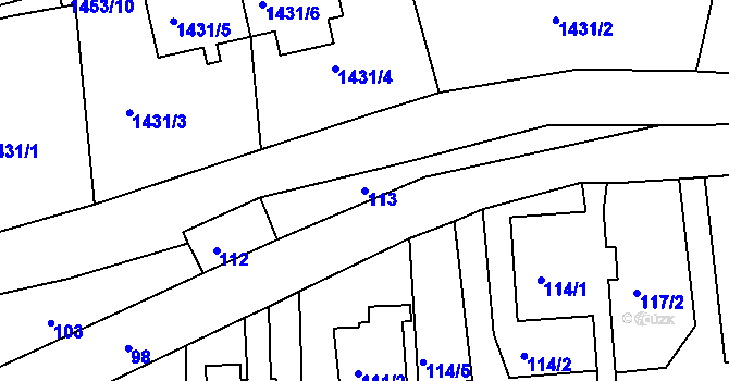 Parcela st. 113 v KÚ Podbořany, Katastrální mapa