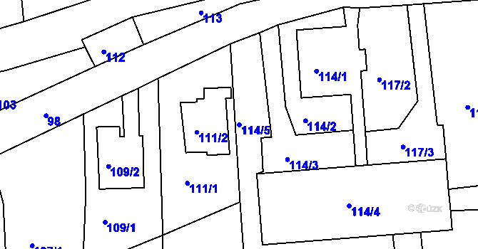 Parcela st. 114/5 v KÚ Podbořany, Katastrální mapa