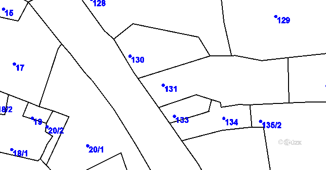Parcela st. 131 v KÚ Podbořany, Katastrální mapa