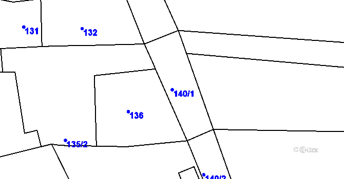 Parcela st. 140/1 v KÚ Podbořany, Katastrální mapa
