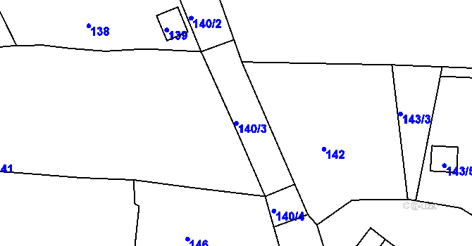 Parcela st. 140/3 v KÚ Podbořany, Katastrální mapa