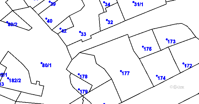 Parcela st. 144/2 v KÚ Podbořany, Katastrální mapa