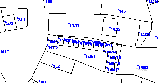 Parcela st. 149/9 v KÚ Podbořany, Katastrální mapa