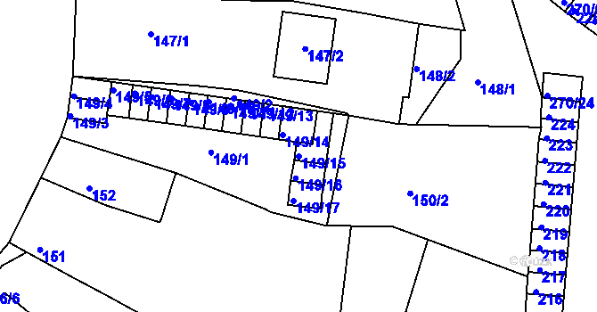Parcela st. 149/15 v KÚ Podbořany, Katastrální mapa