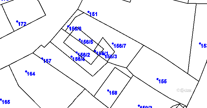 Parcela st. 156/3 v KÚ Podbořany, Katastrální mapa