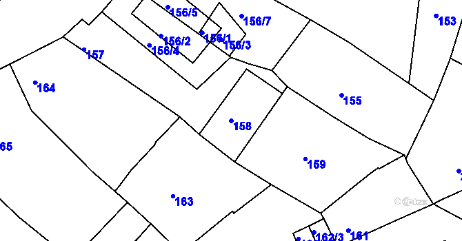 Parcela st. 158 v KÚ Podbořany, Katastrální mapa