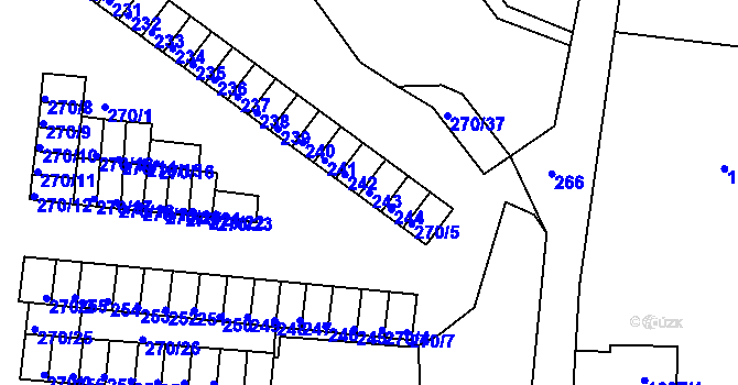 Parcela st. 243 v KÚ Podbořany, Katastrální mapa