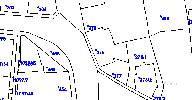 Parcela st. 276 v KÚ Podbořany, Katastrální mapa