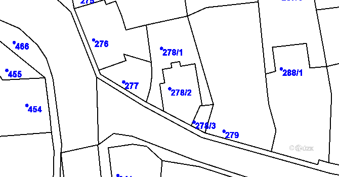 Parcela st. 278/2 v KÚ Podbořany, Katastrální mapa