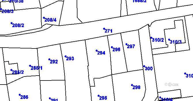 Parcela st. 294 v KÚ Podbořany, Katastrální mapa