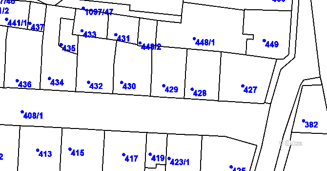 Parcela st. 429 v KÚ Podbořany, Katastrální mapa