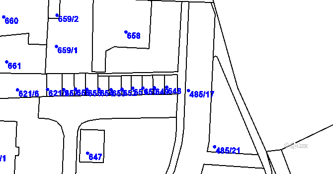 Parcela st. 648 v KÚ Podbořany, Katastrální mapa