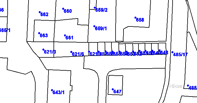 Parcela st. 657 v KÚ Podbořany, Katastrální mapa