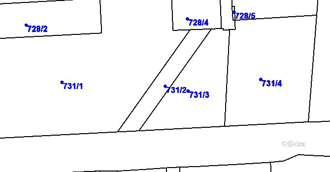 Parcela st. 731/2 v KÚ Podbořany, Katastrální mapa