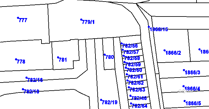 Parcela st. 780 v KÚ Podbořany, Katastrální mapa