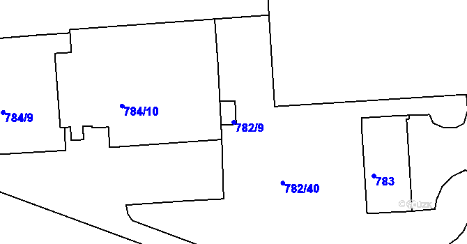 Parcela st. 782/9 v KÚ Podbořany, Katastrální mapa