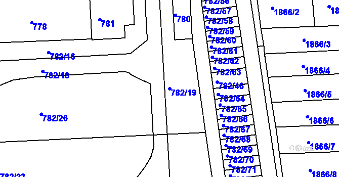 Parcela st. 782/19 v KÚ Podbořany, Katastrální mapa