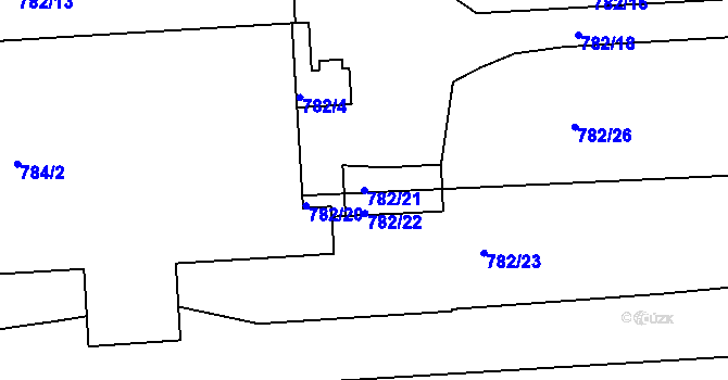 Parcela st. 782/21 v KÚ Podbořany, Katastrální mapa
