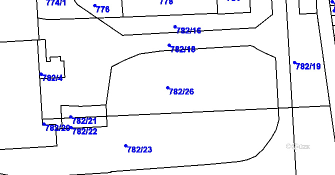 Parcela st. 782/26 v KÚ Podbořany, Katastrální mapa